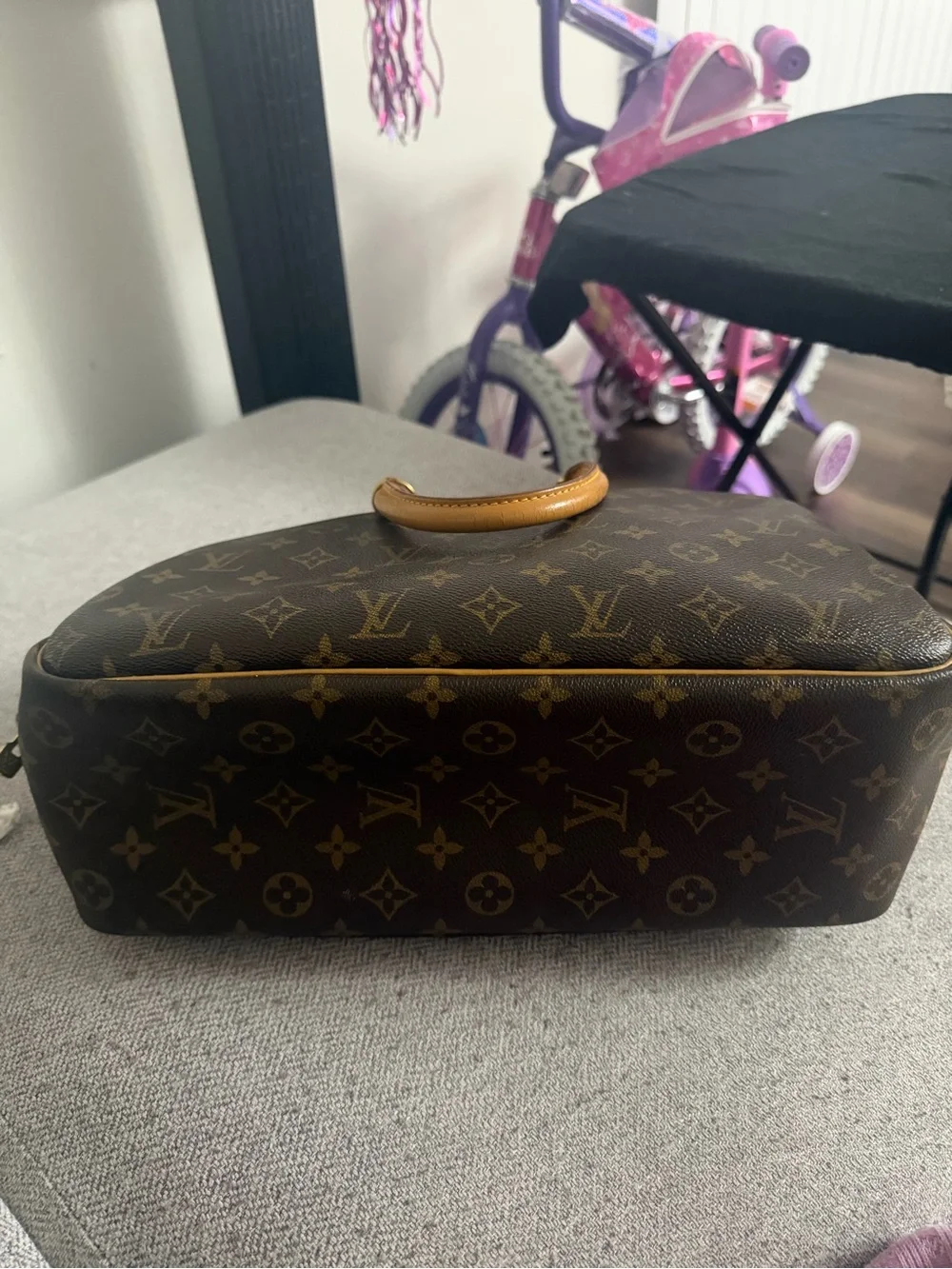 Louis Vuitton Brown Monogram Duffel with Tan Leather Trim